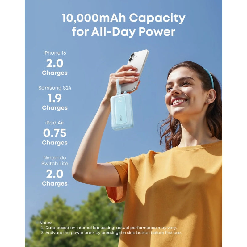 Anker Fast Charging PowerBank (10K, 35W, Built-in Dual USB-C Cables)