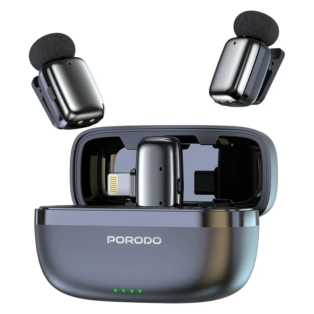 Porodo Wireless Lavalier Microphones- Black