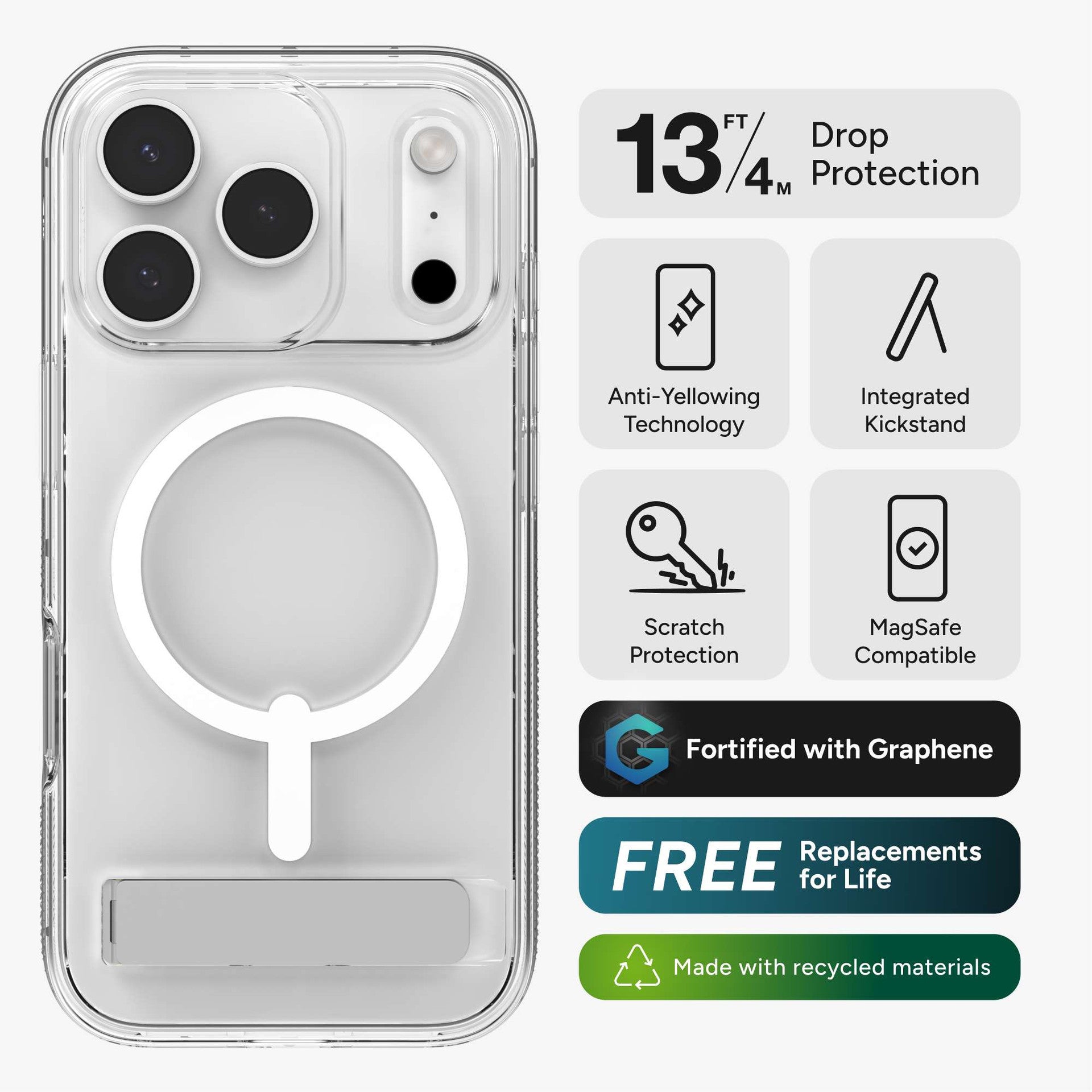 Zagg Crystal Palace Snap With Kickstand iPhone 17 Pro / iPhone 16 Pro / iPhone 16 Case