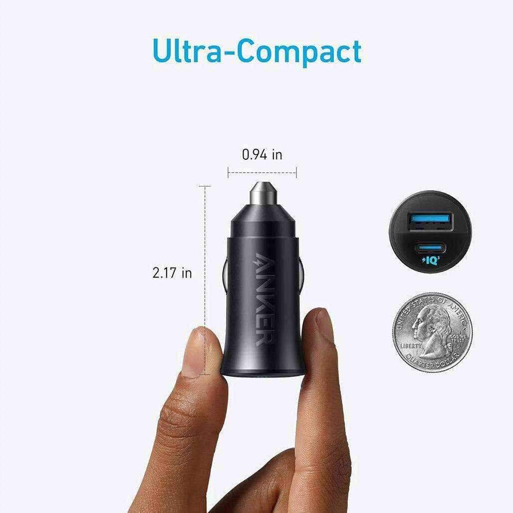 Anker Ultra Compact Dual Port USB-C USB-A Car Charger 30w