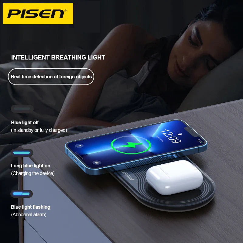 Pisen 3 in 1 Wireless Charging Station Transparent FYD-C33