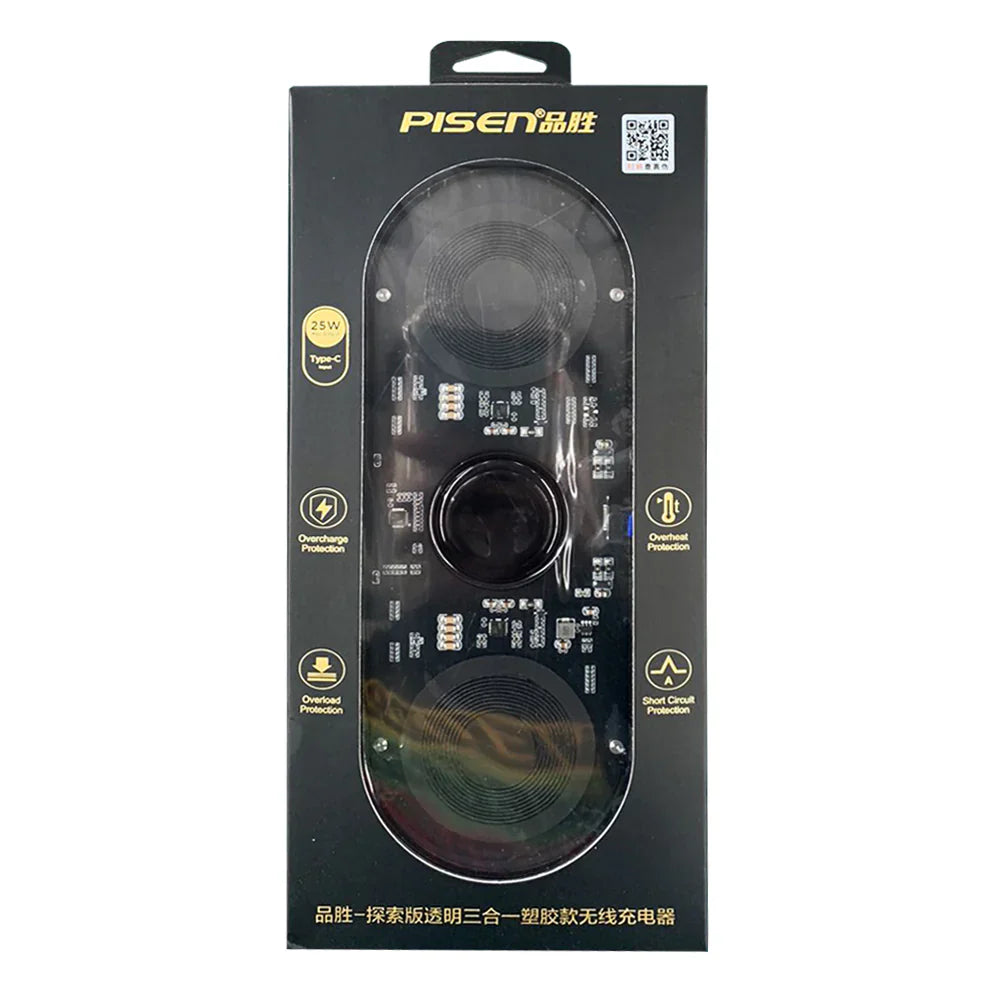 Pisen 3 in 1 Wireless Charging Station Transparent FYD-C33