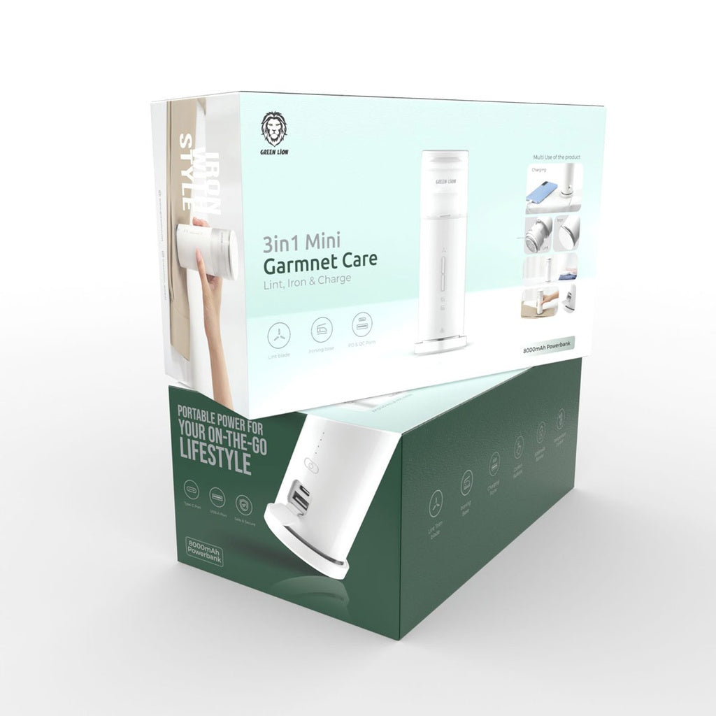 Green Lion 3 in 1 Portable Mini Wireless Cordless Steam Iron 130W 8000mAh - White