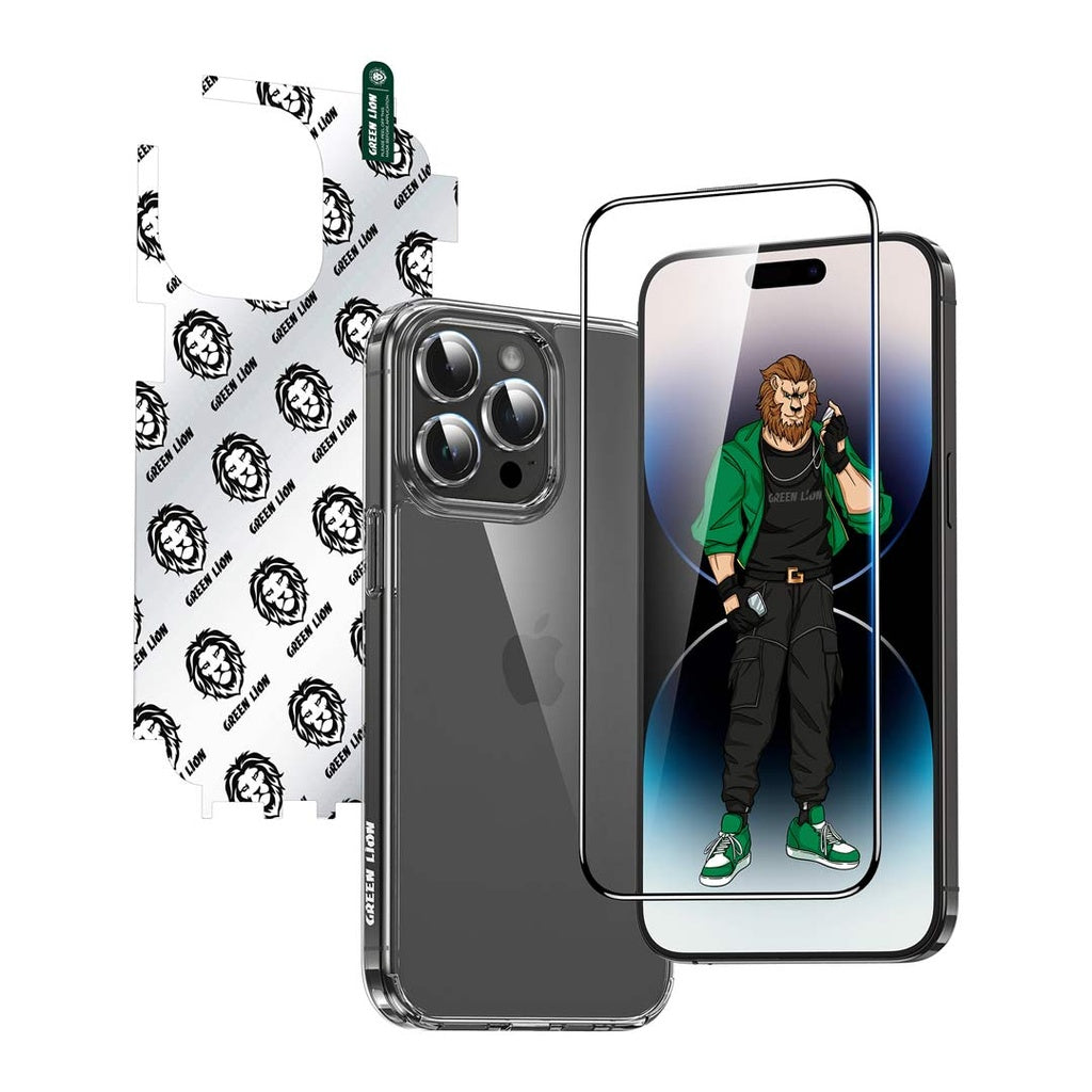 Green Lion 4 in 1 Defender Pack for iPhone15 Pro / 15 Pro Max