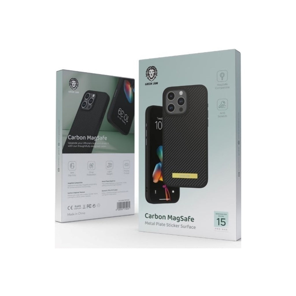 Green Lion Carbon Magsafe Metal Plate For iPhone 15 Pro - Black