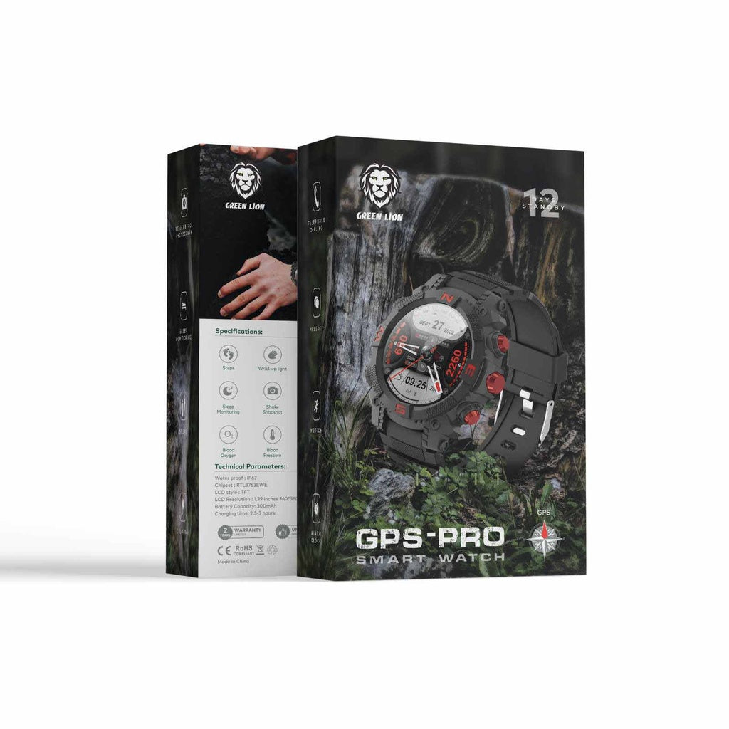 Green Lion GPS Pro Smart Watch - Black + Red