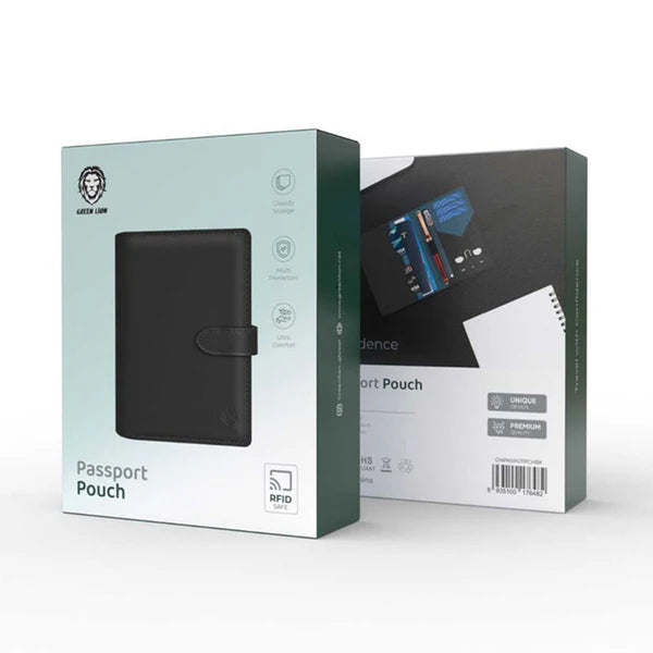 Green Lion GNPASPOTPCHBK Passport Pouch - Black