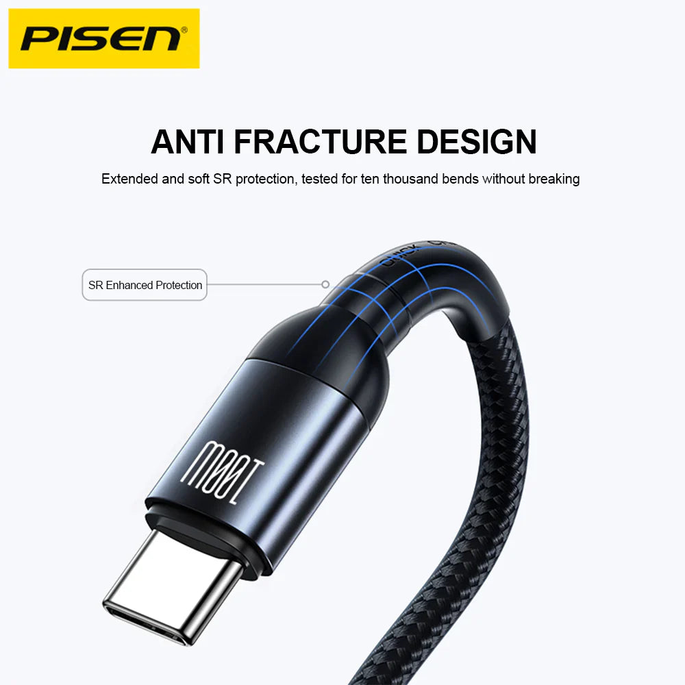 Pisen USB-C to USB-C 100W PRO PD Fast Charging Cable Wine Glass Series (1M) Compatible for iPhone 15 Series