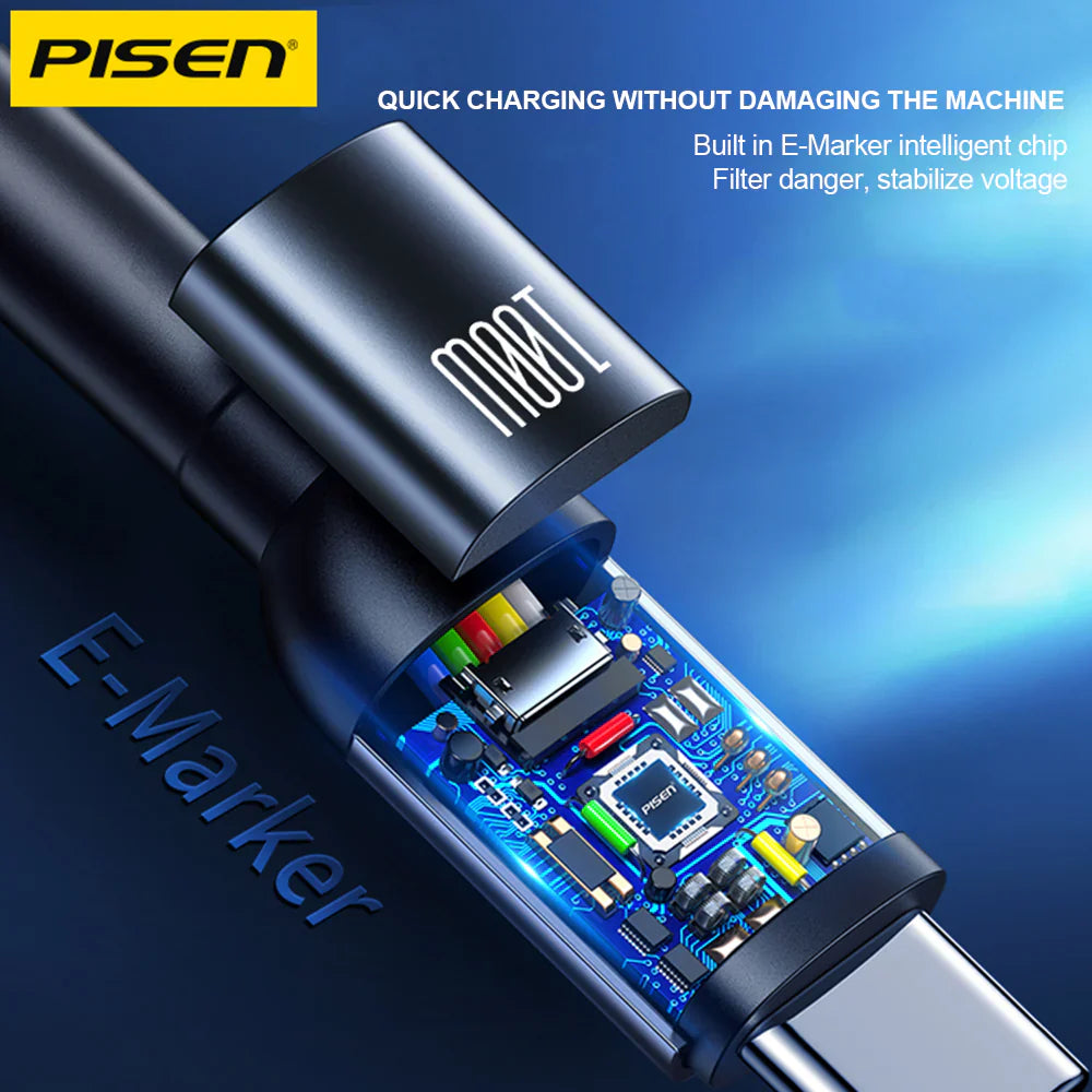 Pisen USB-C to USB-C 100W PRO PD Fast Charging Cable Wine Glass Series (1M) Compatible for iPhone 15 Series