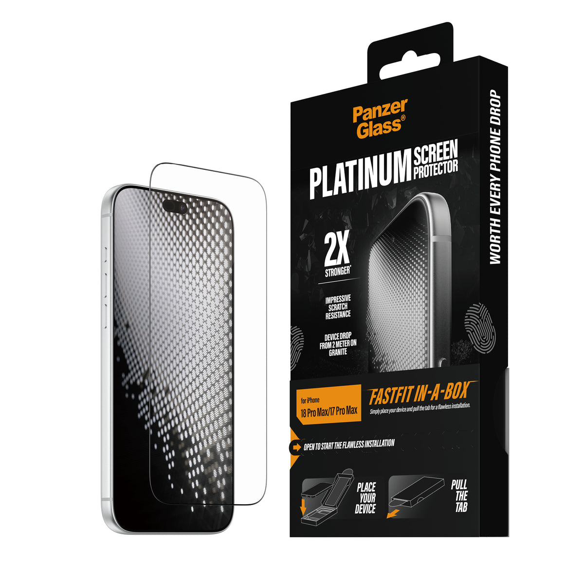 PanzerGlass Platinum Screen Protector for iPhone Ultra-Wide Fit with FASTFIT IN-A-BOX