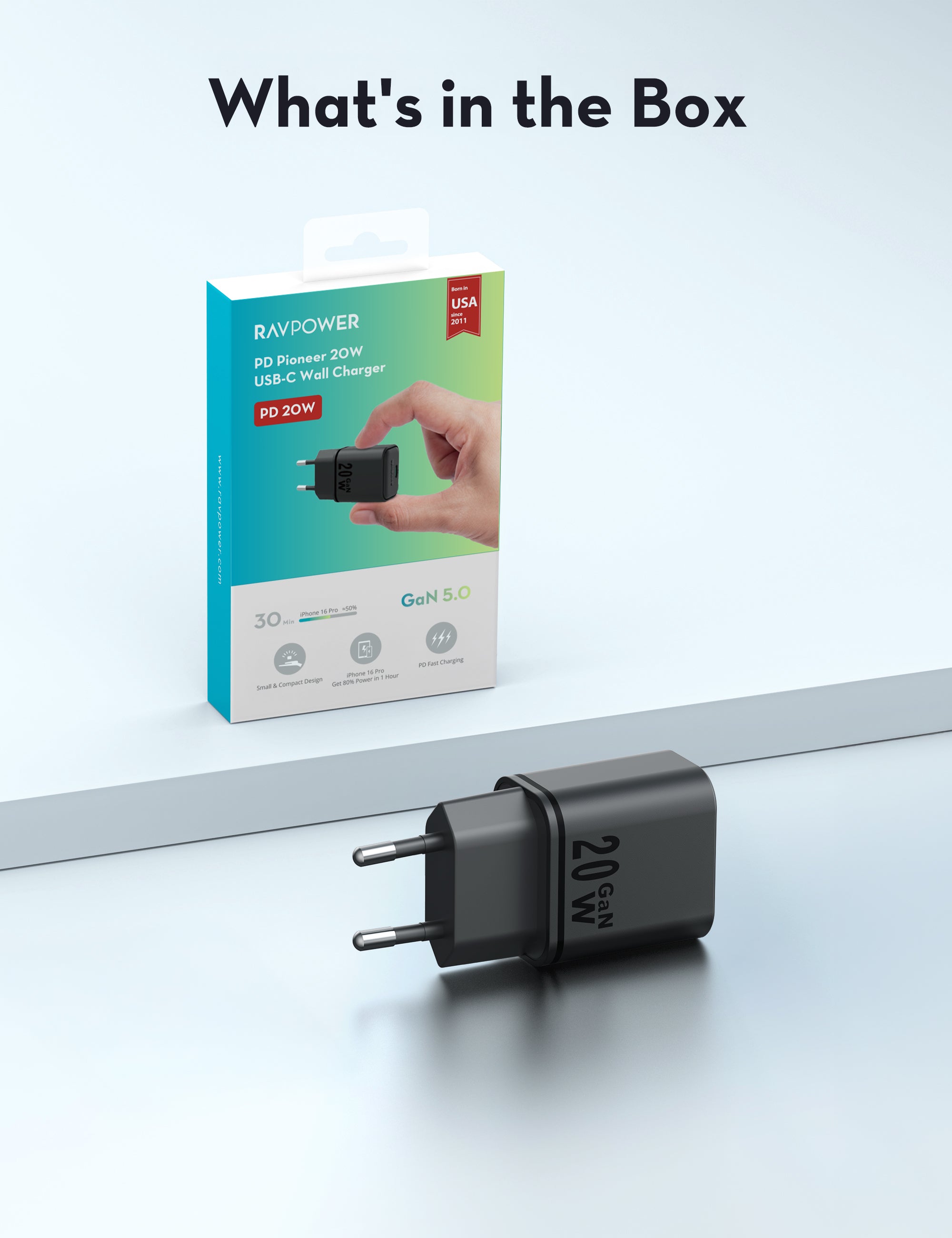 ravpower usb c adapter wall charger 20w pd