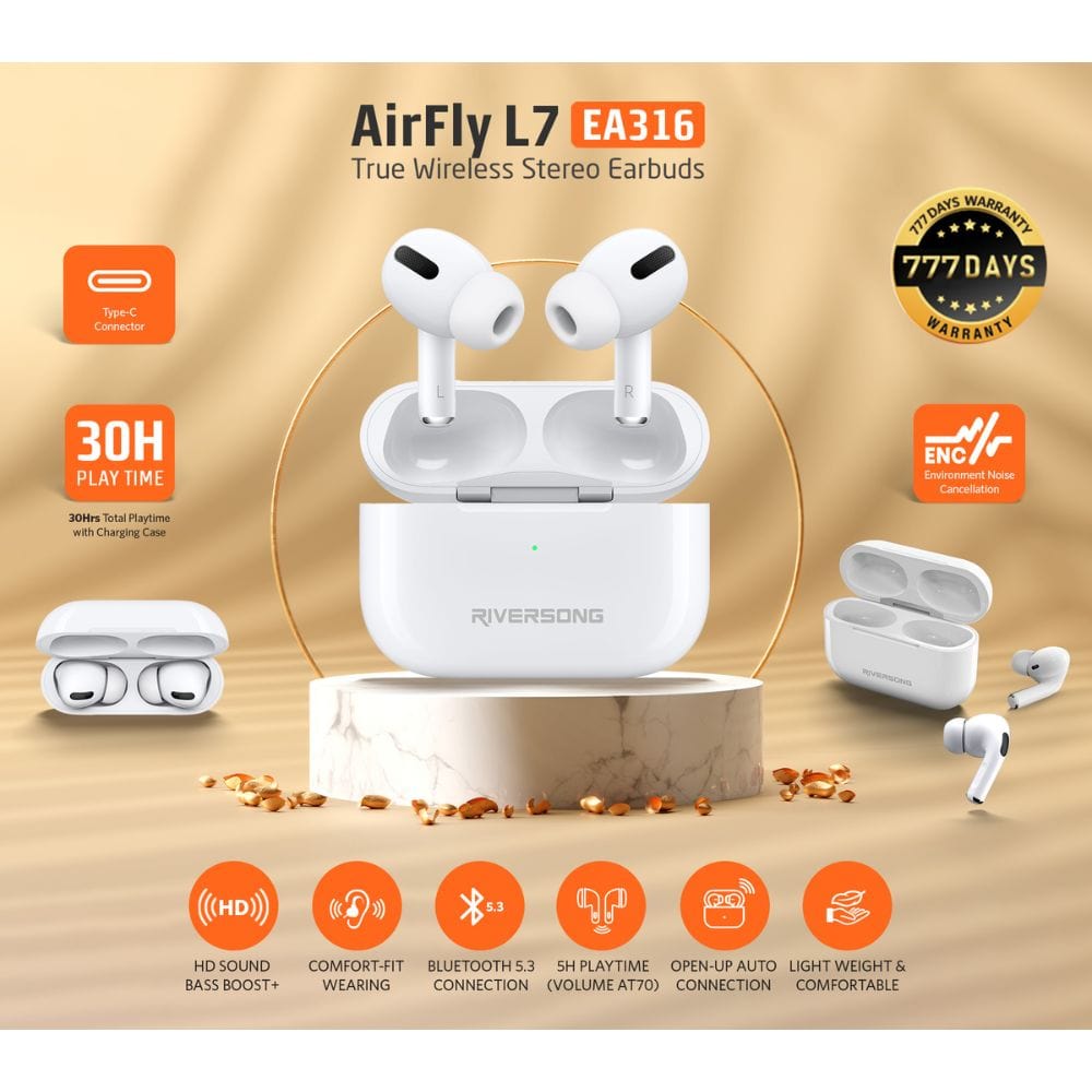 RIVERSONG Airfly L7 True Wireless Stereo Earbuds with Type-C Charging