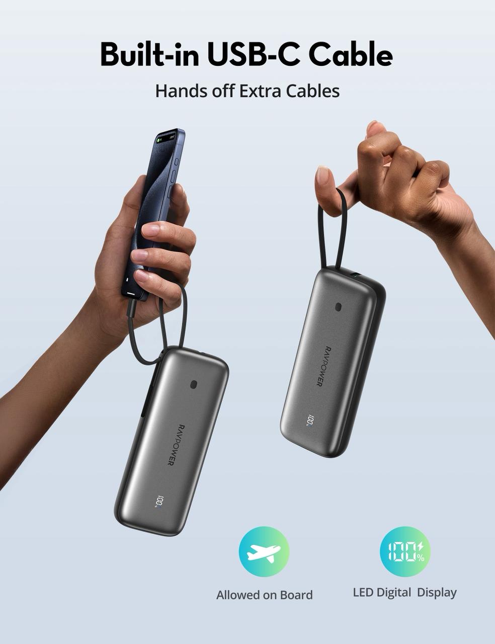 ravpower powerbank 20.000 PD 35W use cable c