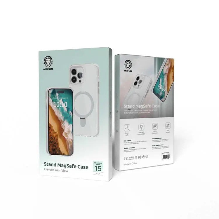 Green Lion Stand Magsafe Case For iPhone 15 Pro