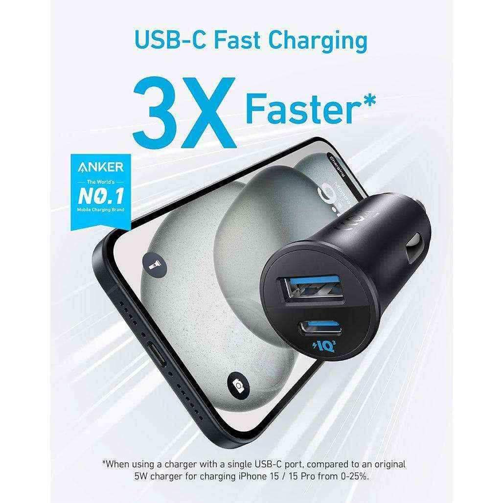 Anker Ultra Compact Dual Port USB-C USB-A Car Charger 30w