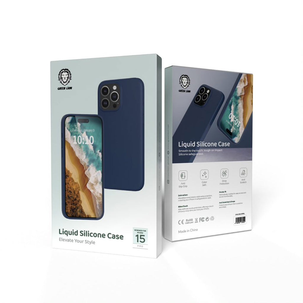 Green Lion Liquid Silicone Case for iPhone 15 Pro Blue