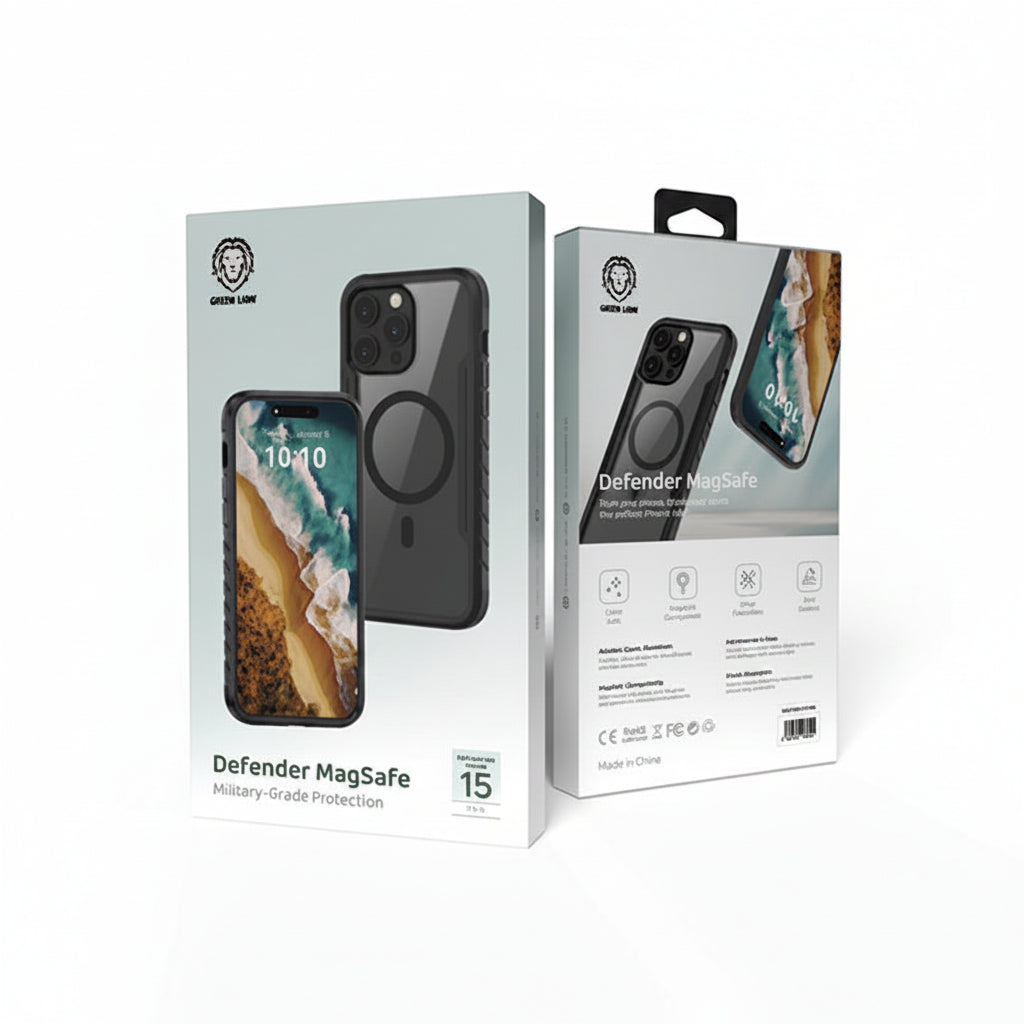 Green Lion Defender Magsafe Case For iPhone 15 Pro - Black