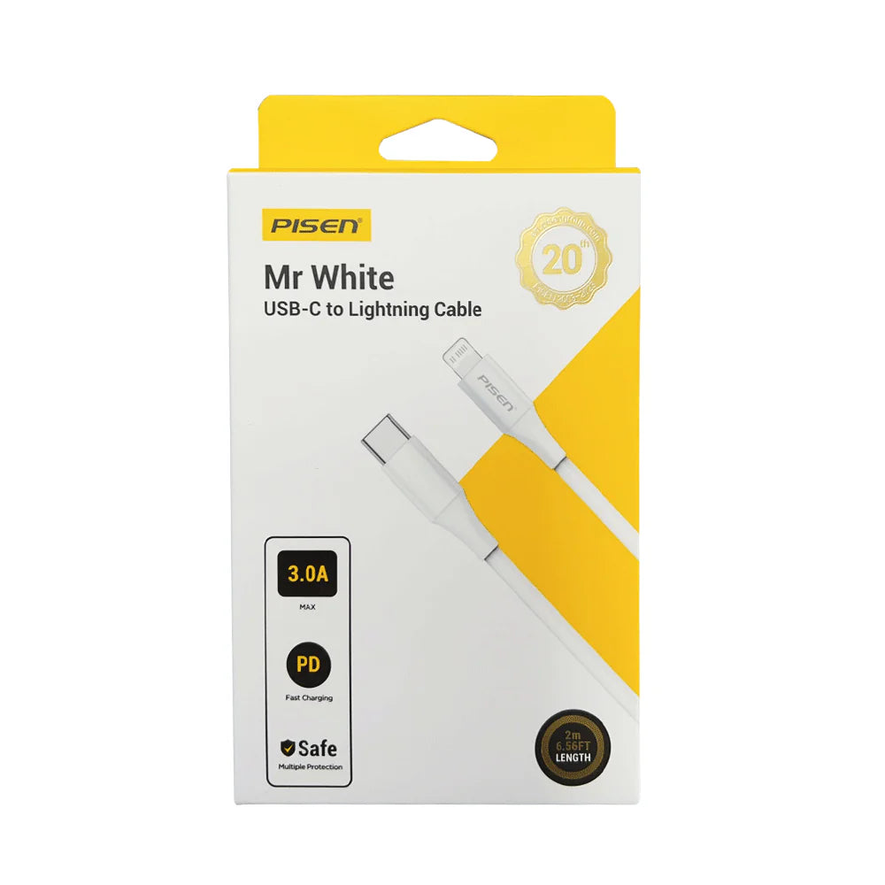 Pisen Mr White 1M USB-C to Lightning PD Fast Charging Cable