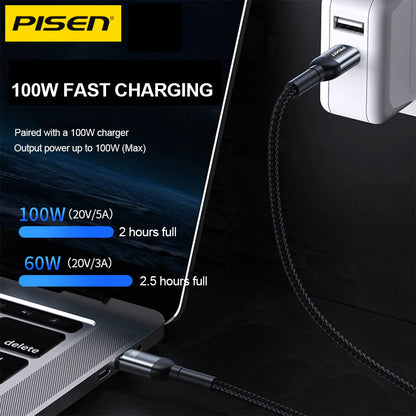 Pisen USB-C to USB-C 100W PRO PD Fast Charging Cable Wine Glass Series (1M) Compatible for iPhone 15 Series