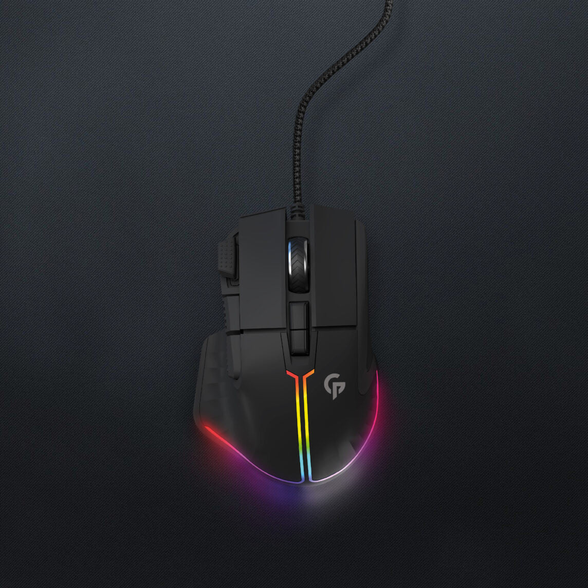 Porodo PDX316-BK Gaming Mouse, 8D Wired With RGB Lighting Effects