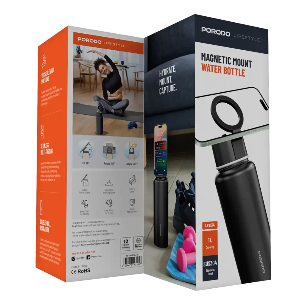 Porodo Lifestyle Magnetic Mount Water Bottle