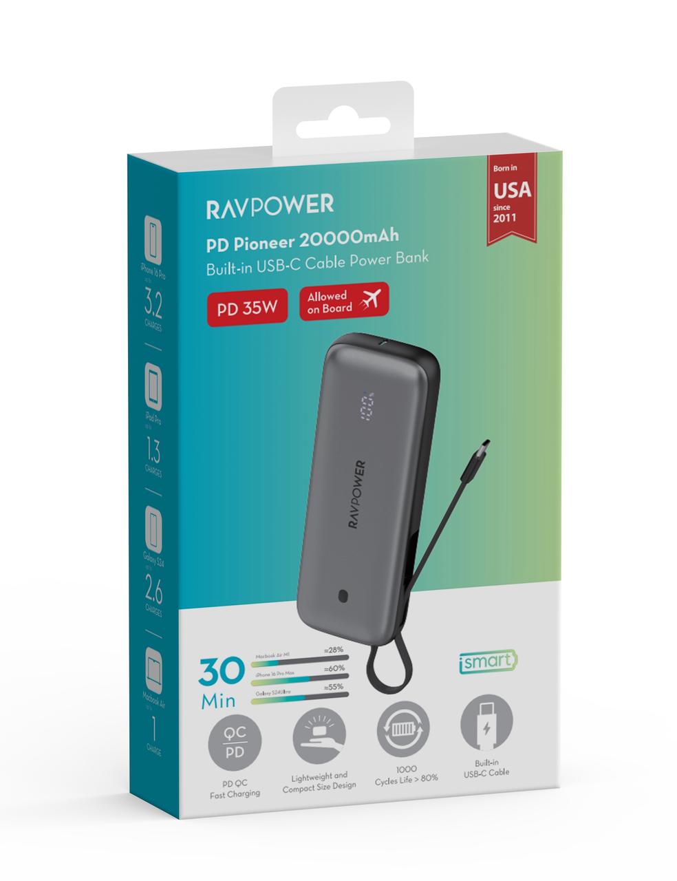 ravpower powerbank 20.000 PD 35W use cable c