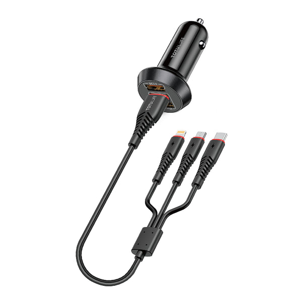 Totulife Car Charger Qc + 3In1 Cable