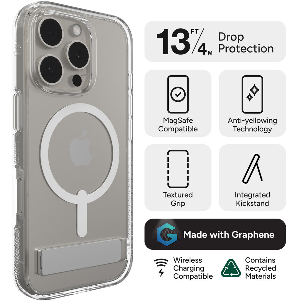Zagg Crystal Palace Snap With Kickstand iPhone 17 Pro / iPhone 16 Pro / iPhone 16 Case
